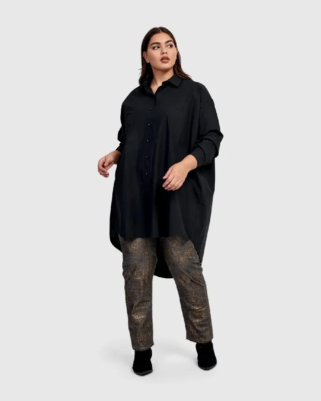 Women's Clothing fishing-Urban Mystique Oversized Tunic Shirt, Black