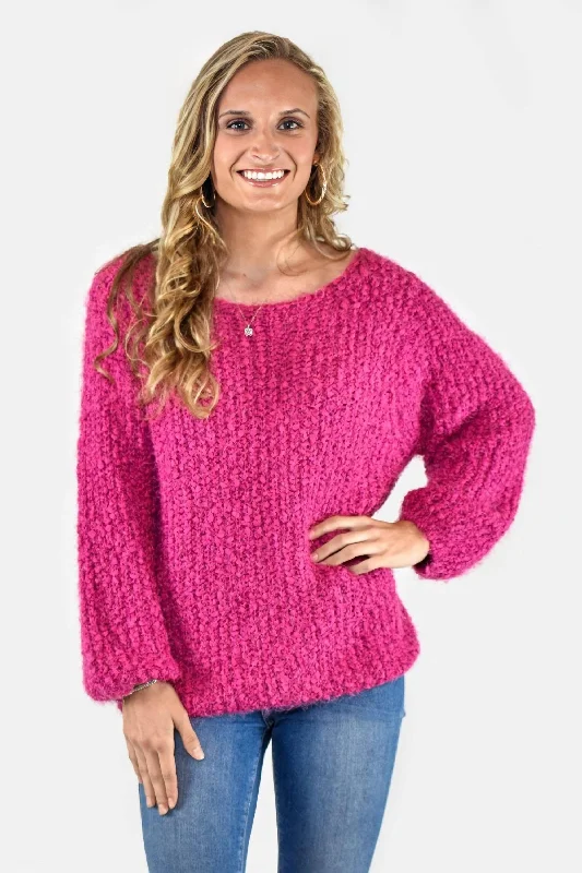 Sweaters in canyon-Wide Neck Magenta Alpaca Sweater by POL Clothing