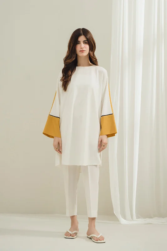 Women's Clothing reflective-White & Mustard Tunic