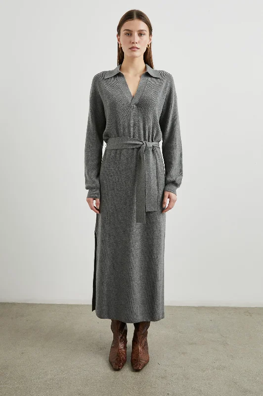 Dresses for breathable materials-DRU DRESS - HEATHER GREY