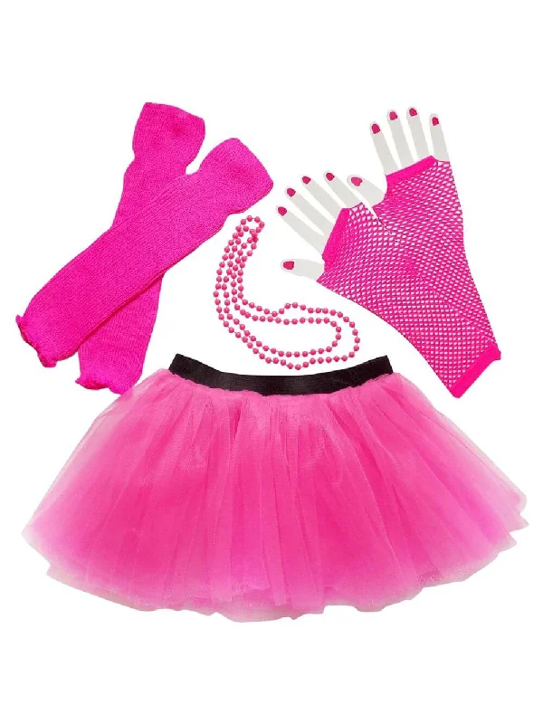 Best skincare products for winter-80s Costume for Teens or Women in Neon Hot Pink with Tutu & Accessories