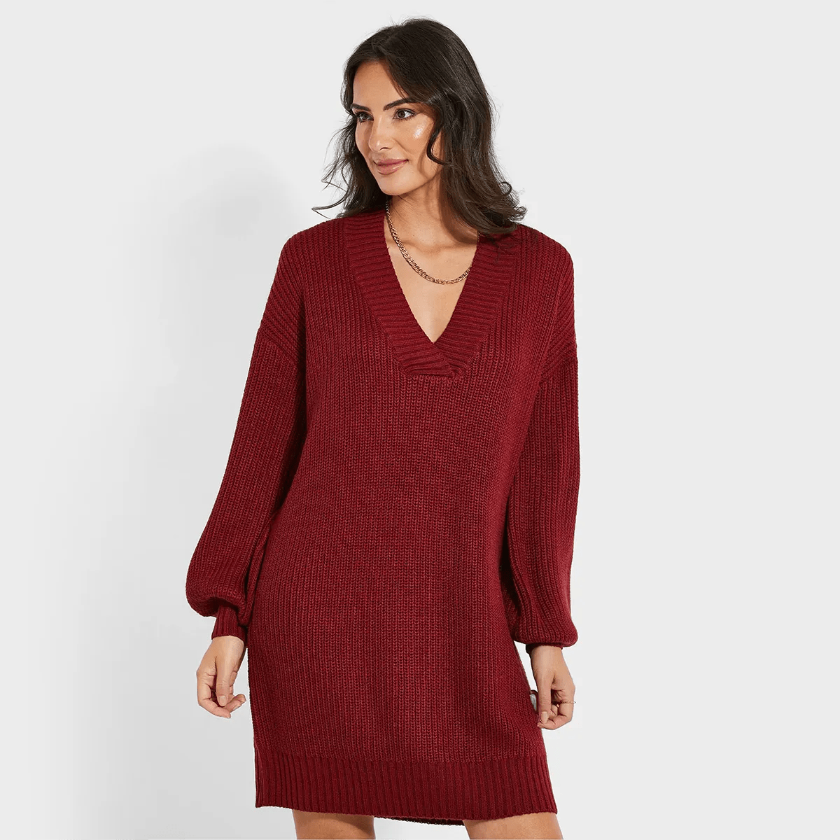 Dresses for durable wear-Threadbare Ladies Knitted V Neck Dress