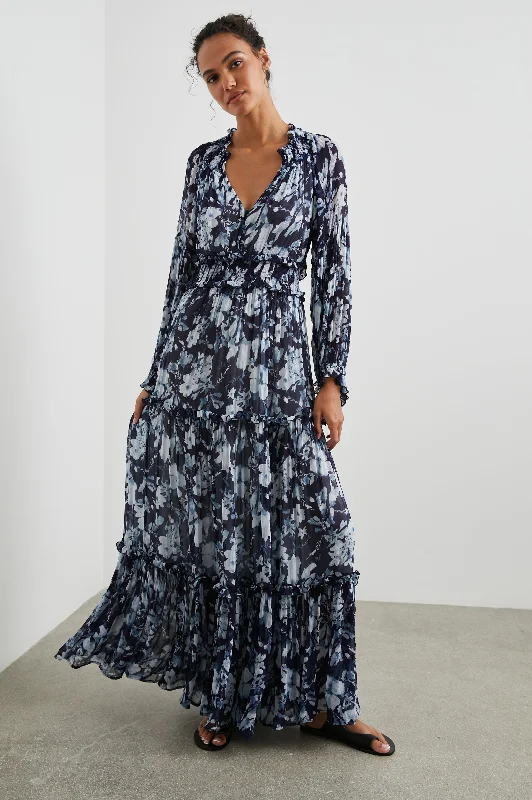 Dresses for maximalist style-FREDERICA DRESS - INDIGO BLOSSOMS