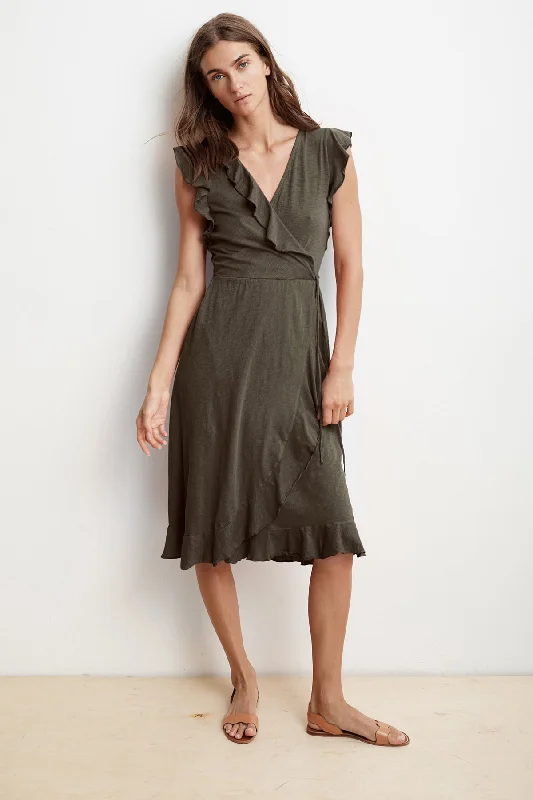 Dresses with floral patterns-SEDONA COTTON SLUB WRAP DRESS