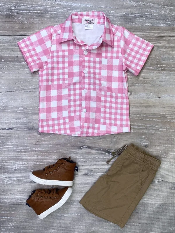 Top tips for scalp care-Pink & White Patchwork Plaid Boys Button Up Top