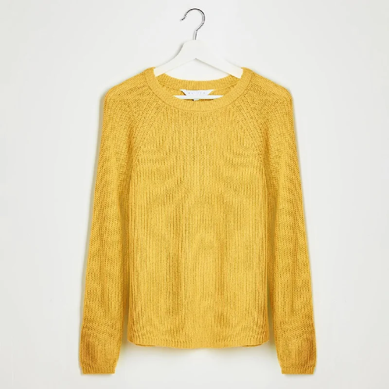 Sweaters with petal sleeves-Ladies Mustard Raglan Sleeve Jumper