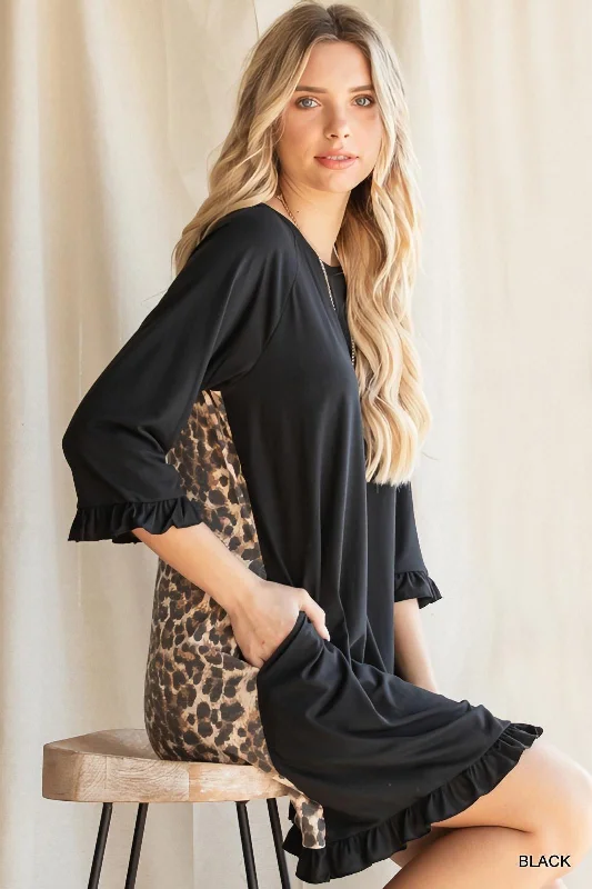 Dresses for local designers-Leopard Print Back Ruffle Dress by Jodifl