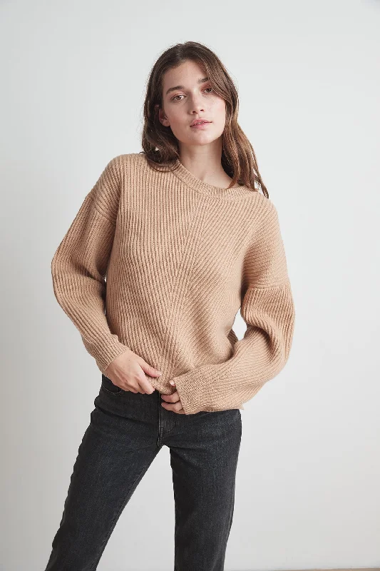 Sweaters with knotted fronts-SOPHIE WOOL CASHMERE TEXTURED SWEATER