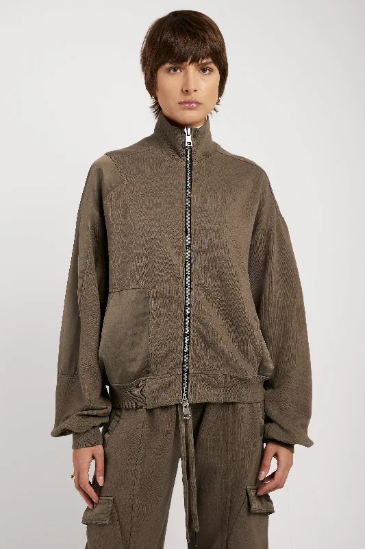 Hoodies & Sweatshirts moon-Oversized Zip-Up Sweatshirt in Taupe