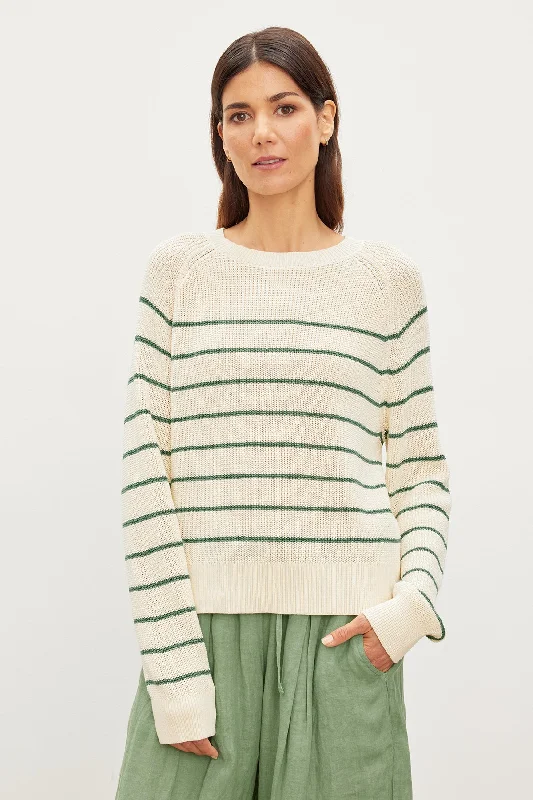 Sweaters with flared sleeves-CHAYSE STRIPED CREW NECK SWEATER