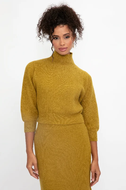 Sweaters in mesa-Platinum and Mohair High Neck Sweater in Curry