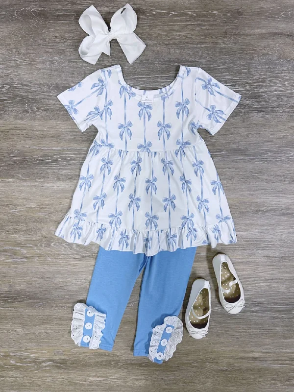 Tips for growing a beard-Blue Ribbon Bows Girls Short Sleeve Top & Leggings Outfit