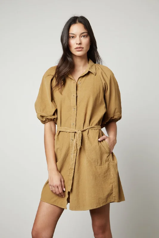 Dresses for dinner dates-KADY CORDUROY BUTTON-UP DRESS