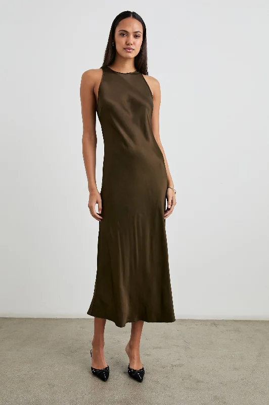 Dresses for hiking-SOLENE DRESS - DARK MOSS