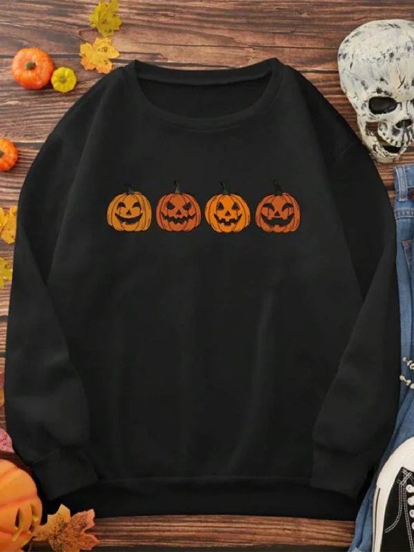 Beginner yoga tutorials online-Jack-O'-Lantern Graphic Long Sleeve Top