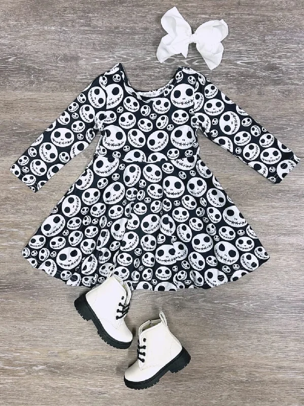 Dresses for holiday gifts-Nightmare Before Christmas Jack Skellington Girls Skater Dress