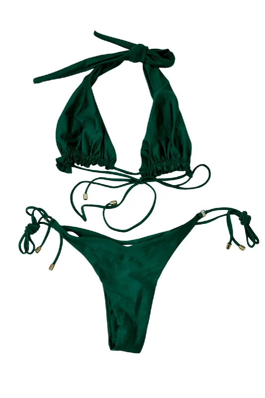 Swimwear polka dot-Janthee - Shiny Green Bikini