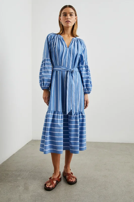 Dresses for square neck-VITTORIA DRESS - BOIRO STRIPE