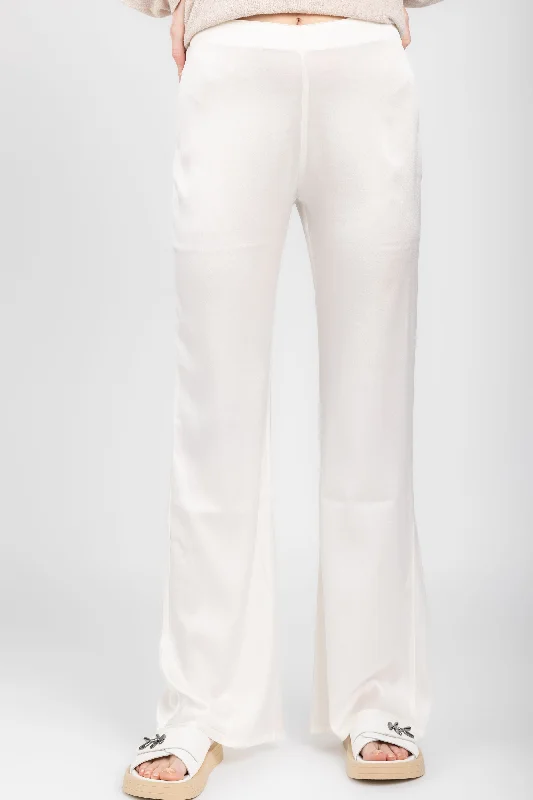 Bottoms in dusk blue-Hand-Painted Silk Pant in Bianco