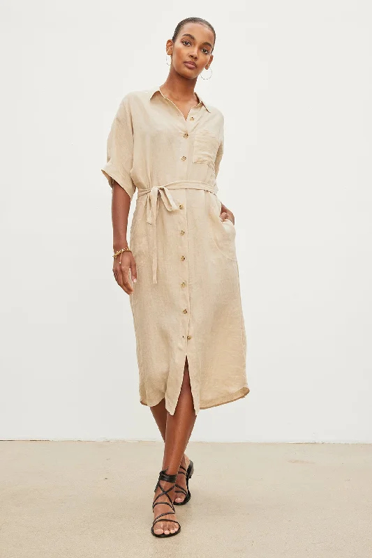 Dresses for organic fabrics-SANDRA LINEN DRESS