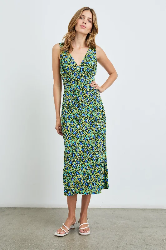 Dresses for off-shoulder-AUDRINA DRESS - ABSTRACT GARDEN