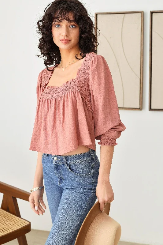 How to improve memory retention-Smocked Detail Shirred Square Neck Puff Sleeve Top