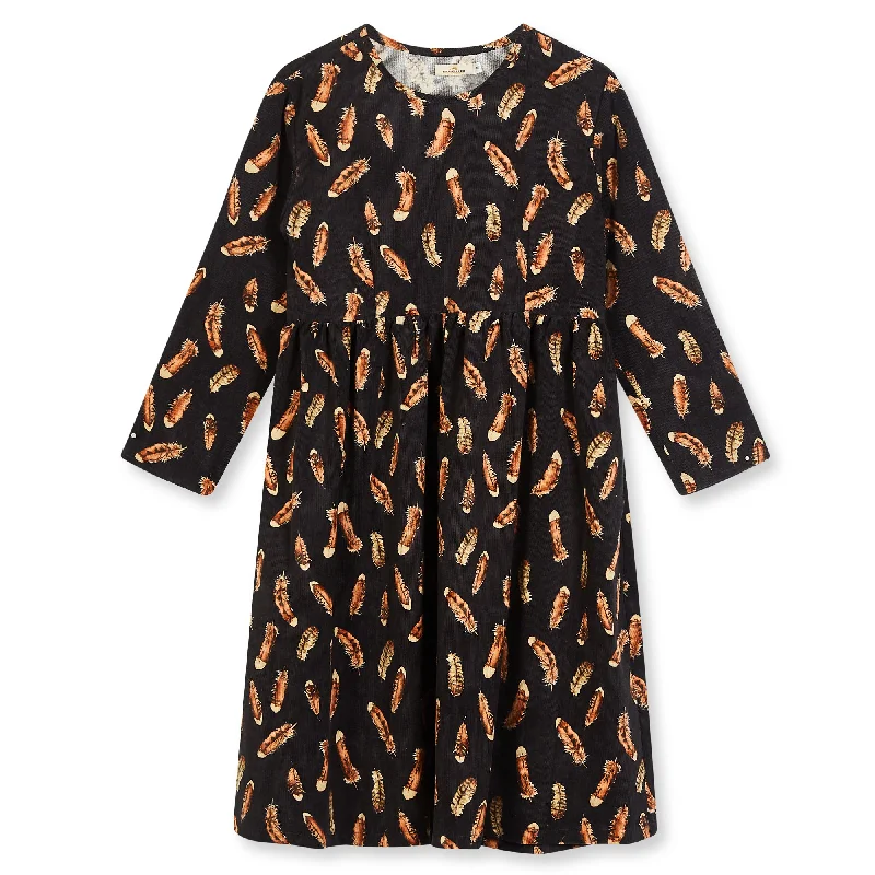 Dresses for date night-Women’s Feather Print Dress - Black