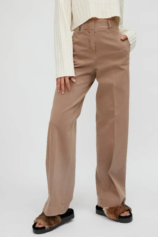 Bottoms for petites in ruby-Stretch Cotton Pant in Sepia