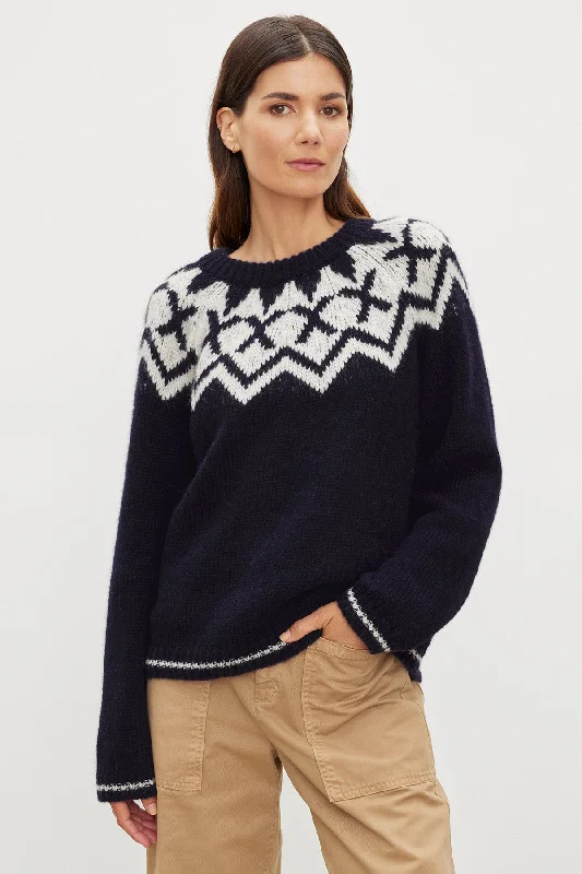 Sweaters for open mic nights-ALEXA FAIR ISLE CREW NECK SWEATER