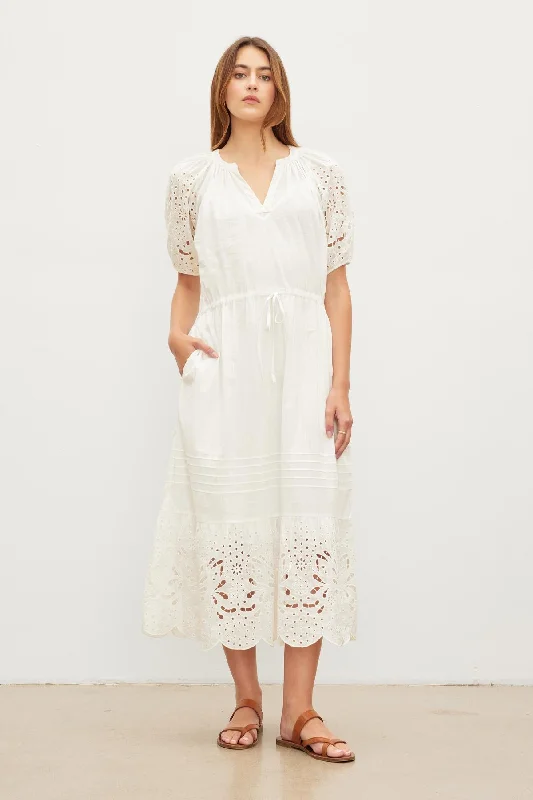 Dresses for affordable luxury-NADIA EMBROIDERED COTTON LACE DRESS