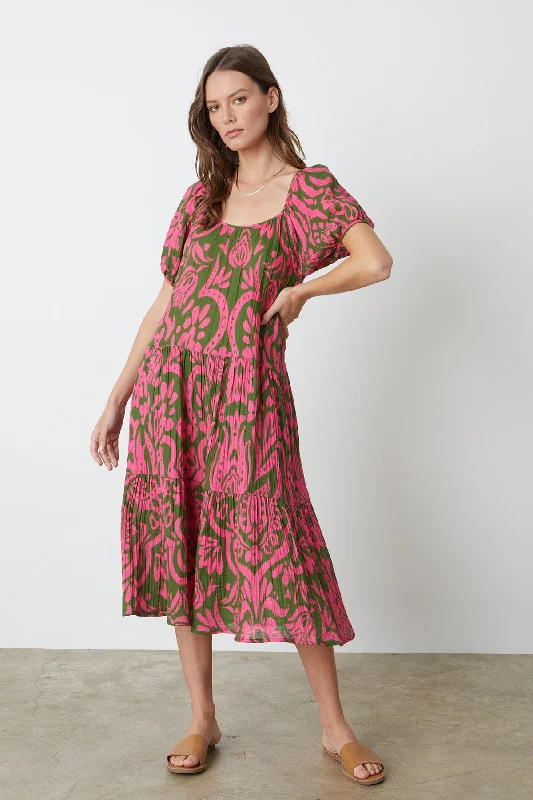 Dresses with bold colors-MADILYN PRINTED COTTON GAUZE MIDI DRESS