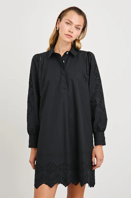 Dresses for hot climates-FERNANDA DRESS - BLACK EYELET