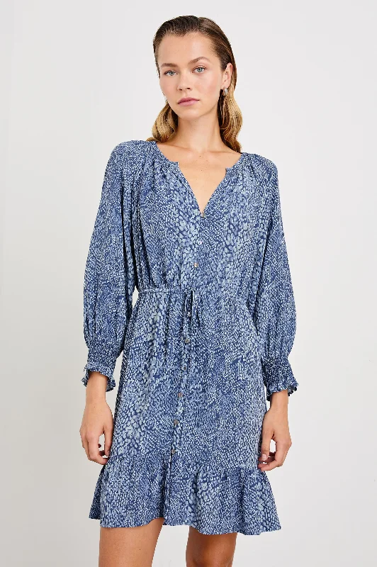 Dresses for snowy weather-ELIZA DRESS - NAVY PYTHON