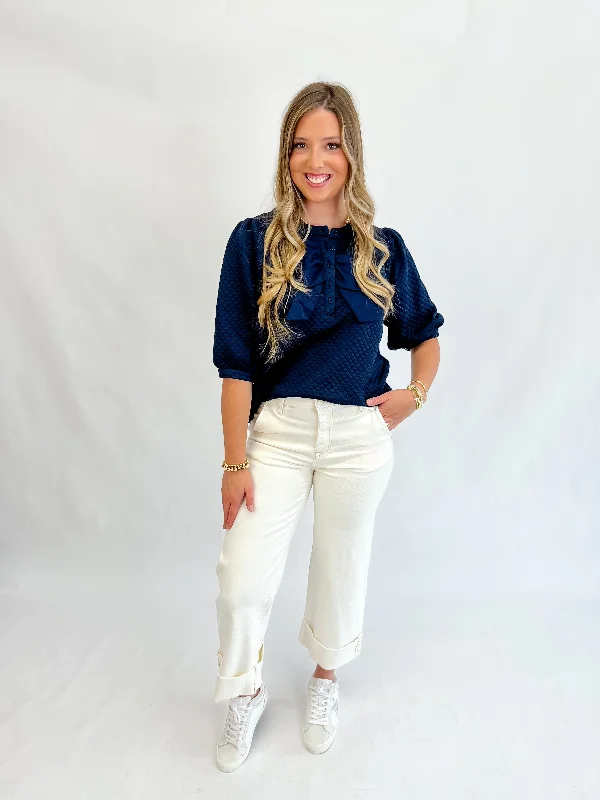 How to start a lifestyle blog-Navy Charm Textured Top