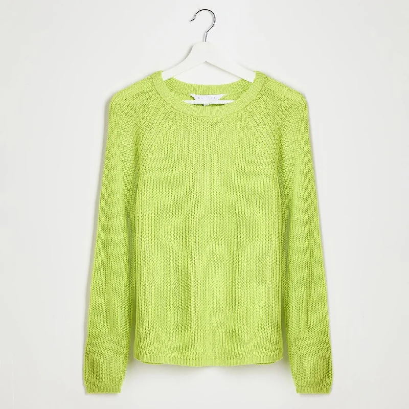 Sweaters for marathons-Ladies Lime Raglan Sleeve Jumper