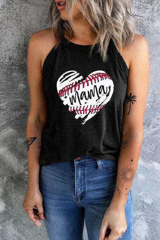 Top tips for collaboration-Baseball Mama at Heart Graphic Round Neck Women's Tank Top