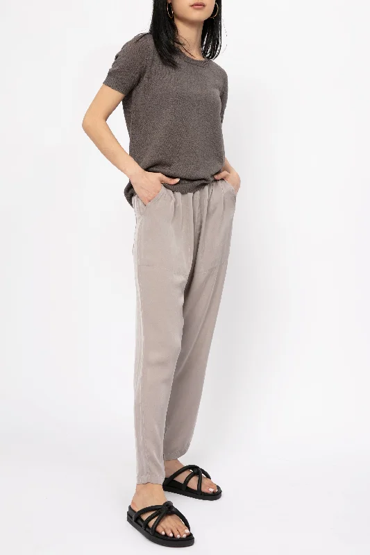 Bottoms in reef-Silk Crop Pant in Greige