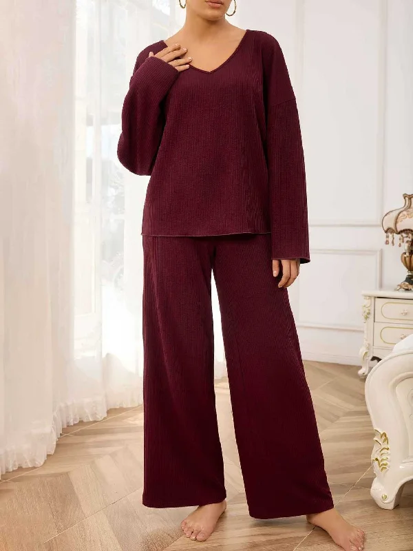 Top tips for eye care-V-Neck Long Sleeve Top and Wide Leg Pants Set