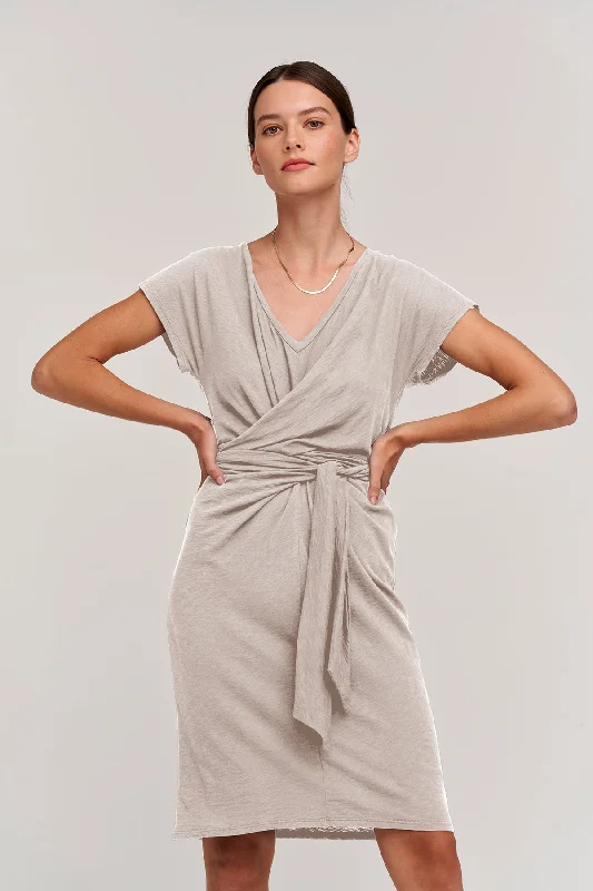 Dresses for tall women-VERONICA COTTON SLUB WRAP DRESS