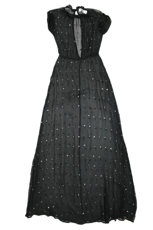 Dresses for drop waist-Sheer Sequin Spot Maxi Dress