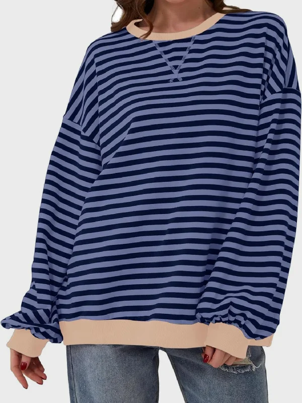 Hoodies & Sweatshirts swimming-Contrast Striped Long Sleeve Sweatshirt