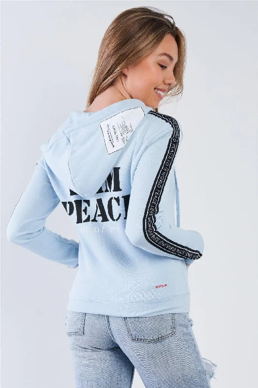 Hoodies & Sweatshirts timeless-Baby Blue "I Am Peace, All Of Me" Graphic Long Sleeve Hoodie Sweatshirt