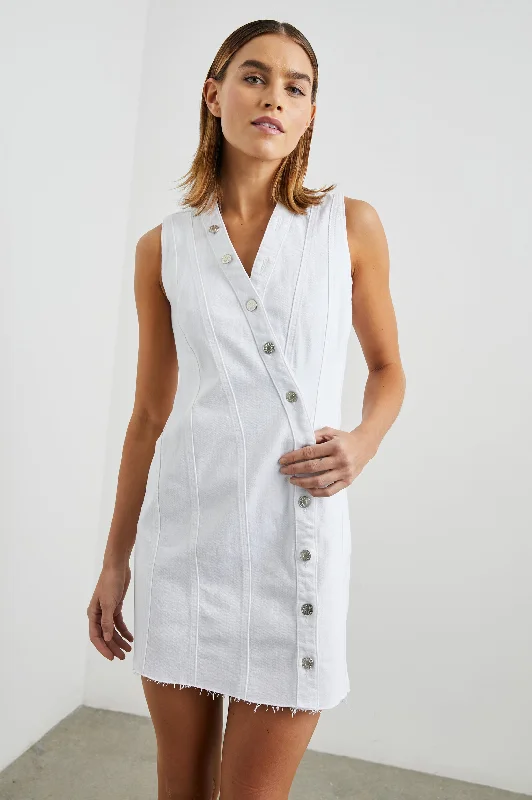 Dresses for round neck-STRAND DRESS - SALT WHITE