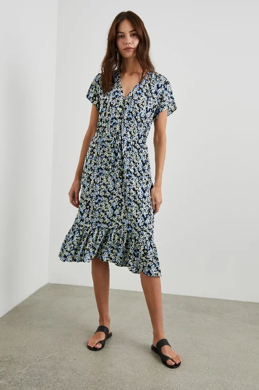 Dresses with metallic finish-KIKI DRESS - MIDNIGHT MEADOW FLORAL