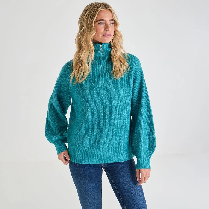 Sweaters in storm-Ladies 1/4 Zip Jumper