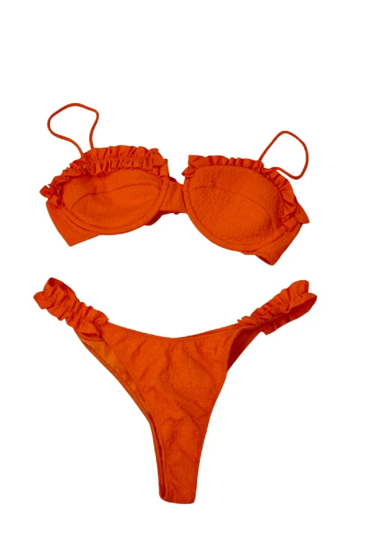 Swimwear for men-Bikini Lovers - Orange Crinkle Bikini Set