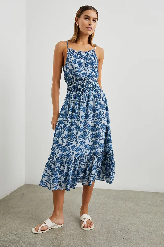 Dresses for modern trends-MAGDALENE DRESS - CHAMBRAY FLORAL