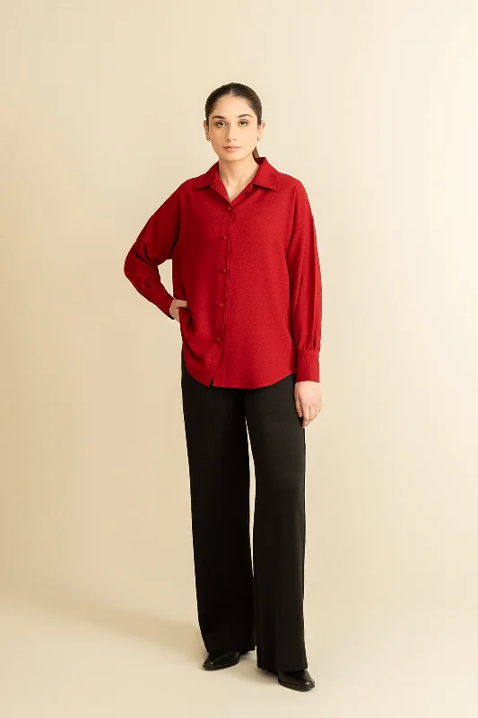 Women's Clothing machine washable-Cherry Button Down