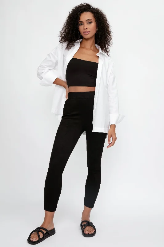 Bottoms with tie-back-Nini High Rise Crop Pant in Black