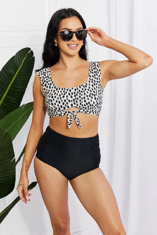 How to make a fruit smoothie-Marina West Swim Sanibel Crop Swim Top and Ruched Bottoms Set in Black